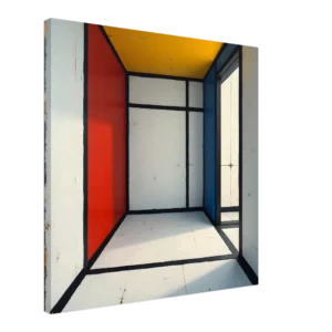 Canvas Wall Art - Piet Mondrian Style Geometric 3d Interior 37