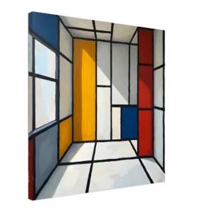 Canvas Wall Art - Piet Mondrian Style Geometric 3d Interior 56